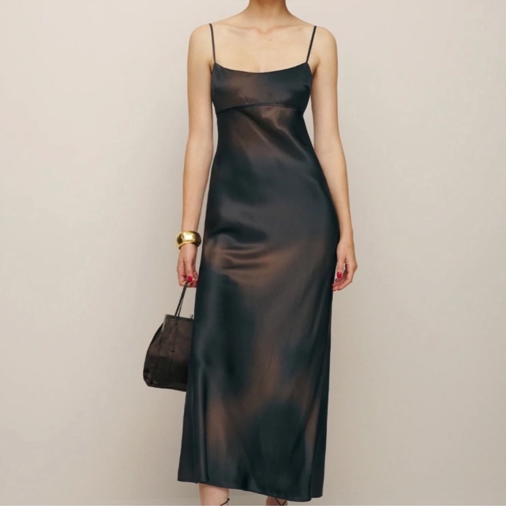 Reformation Kailyn Silk Dress | Brown & Black